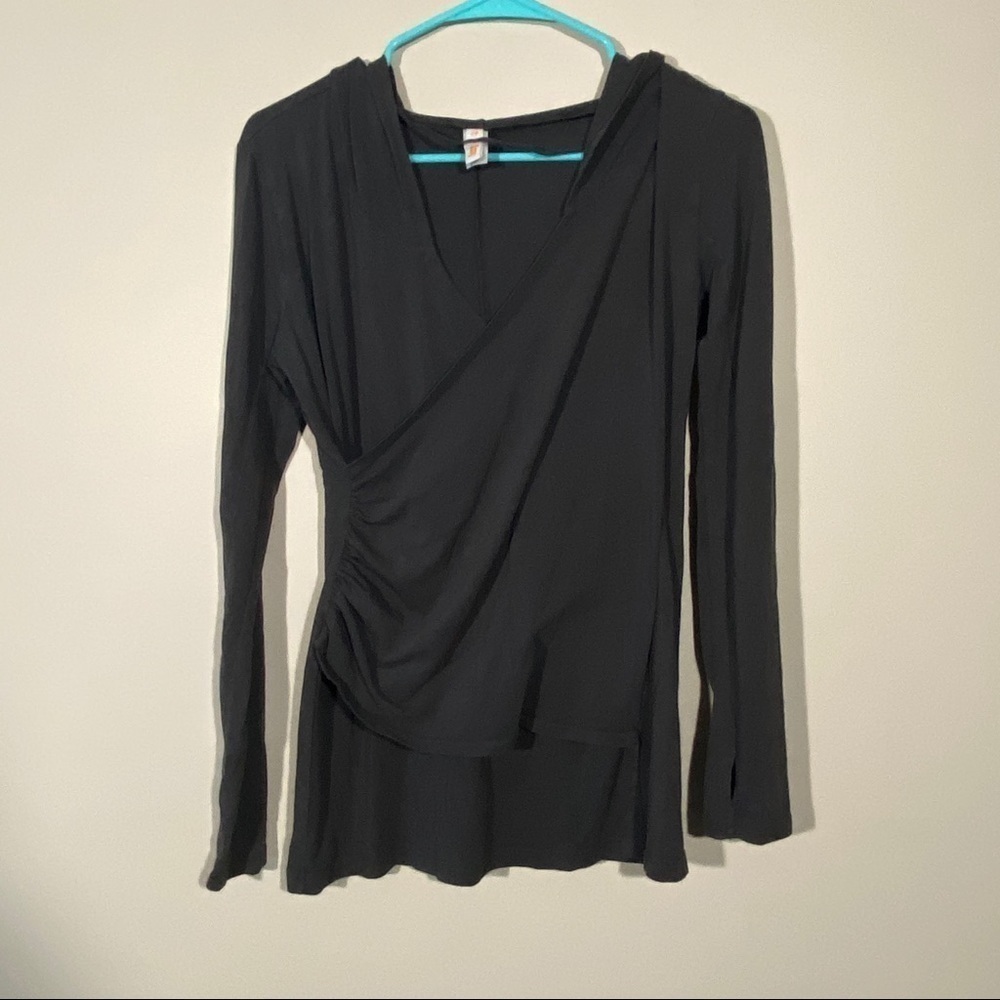 Lucy Long Sleeve Cross Over Hooded Shirt